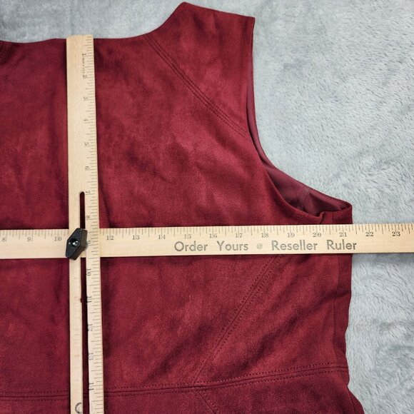Chicos Dress Sleeveless Velvet Petite 3P US 16P Red Knee Shift Party Office - Picture 7 of 9